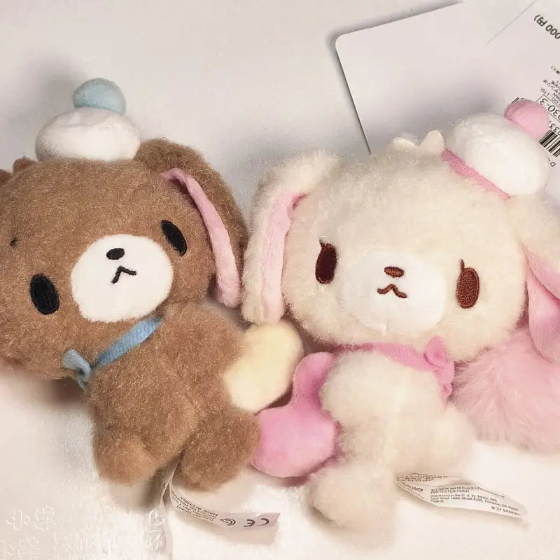 Cute Furry Plush Bunny Keychain - Cartoon Heart Bag Charm, Portable Toy