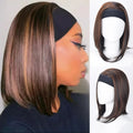 16 Inch Synthetic Headband Wig for Women - Ombre Brown Straight Bob Hair