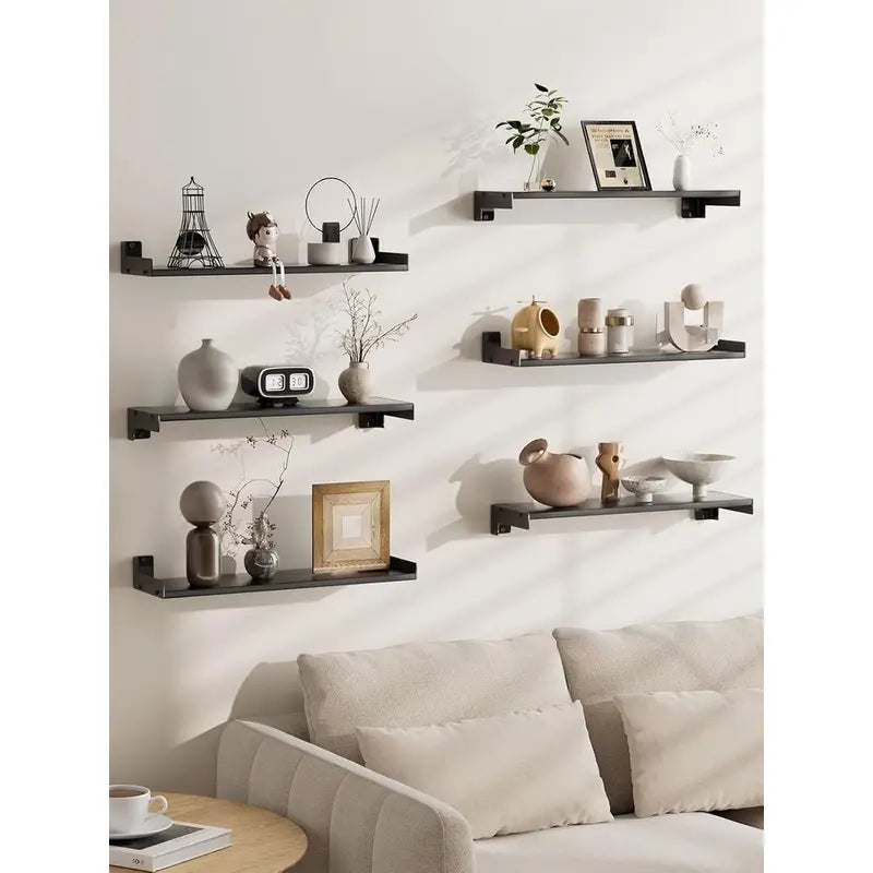 Set of 6 Rustic Wall Floating Shelves for Bathroom Kitchen Living Room