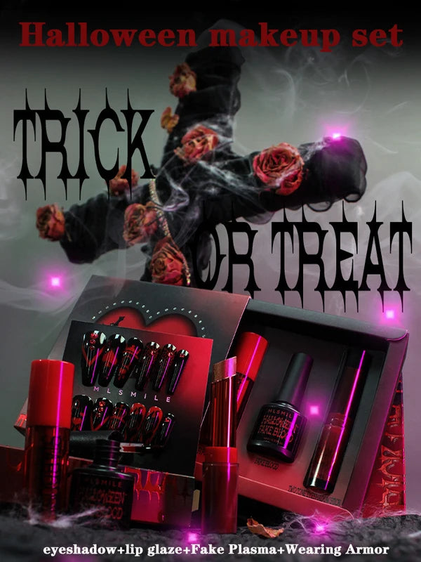 Halloween Makeup Set 4-Piece Glitter Lip Gloss Fake Blood Costume Face Paint