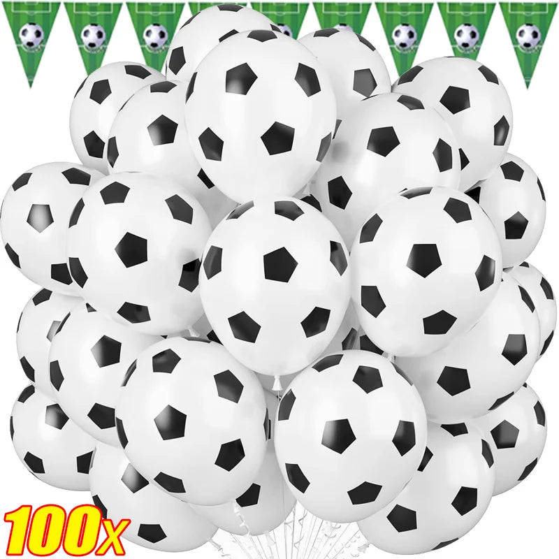 12-Inch Latex Soccer Balloons Set for Sports Theme Birthday Party Decorations
