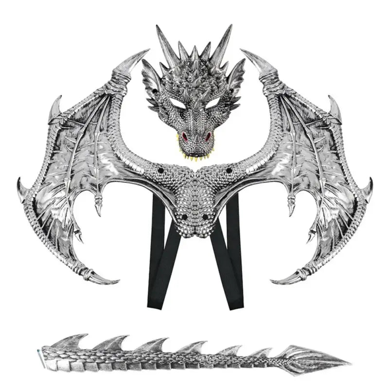 Children's Dragon Costume Set with Wings, Tail & Mask for Role Play Halloween Cosplay