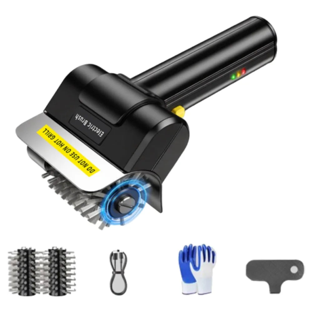 Electric Grill Brush Rechargeable Stainless Steel BBQ Cleaner with Detachable Head
