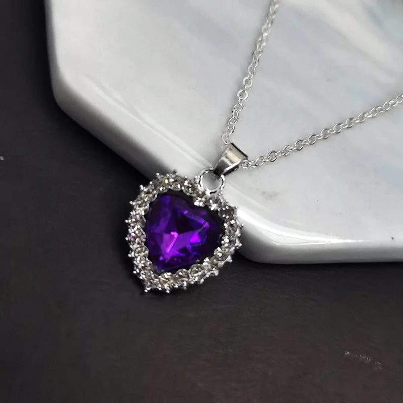 Luxury Crystal Heart Pendant Necklace for Women Party Jewelry Gifts