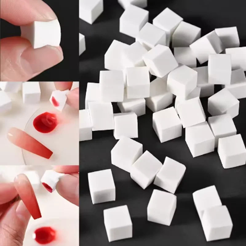 Mini Nail Art Sponge Set with Stainless Steel Clamps - 50pcs Gradient Colors