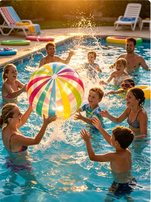 Colorful Inflatable Beach Ball for Water Games - 15 Inch PVC Pool Toy