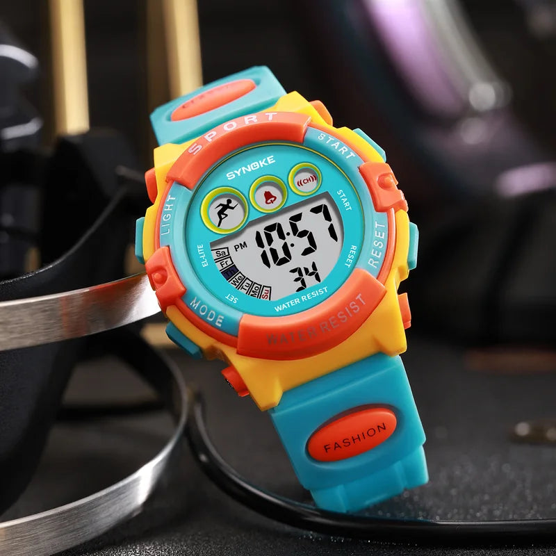 Kids Digital Waterproof LED Luminous Watch - Children's Electronic Wristwatch