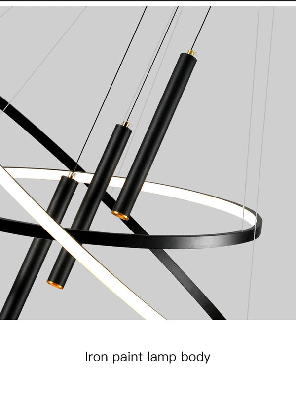 Modern Round LED Chandelier for Living Room Dining Kitchen Pendant Light Fixture