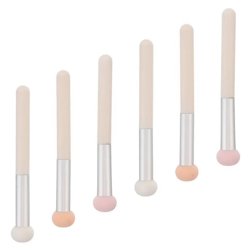 6-Piece Makeup Sponge & Concealer Brush Set with Wooden Handles - Dual Use for Face & Under Eye