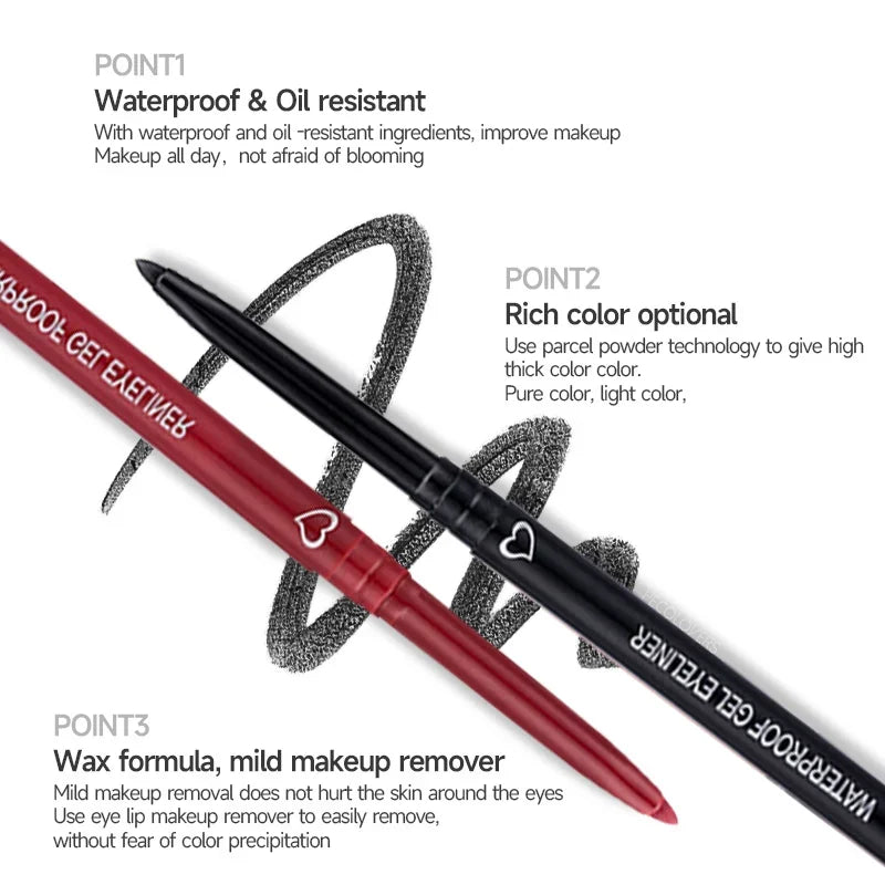 Waterproof Long-Lasting Brown & Blue Black Eyeliner Pencil - Easy Wear Makeup