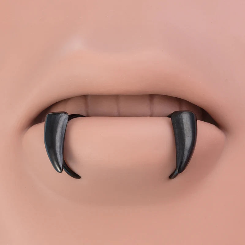 Stainless Steel Fang Lip Cuffs Non-Piercing Clip-On Lip Rings Halloween Body Jewelry