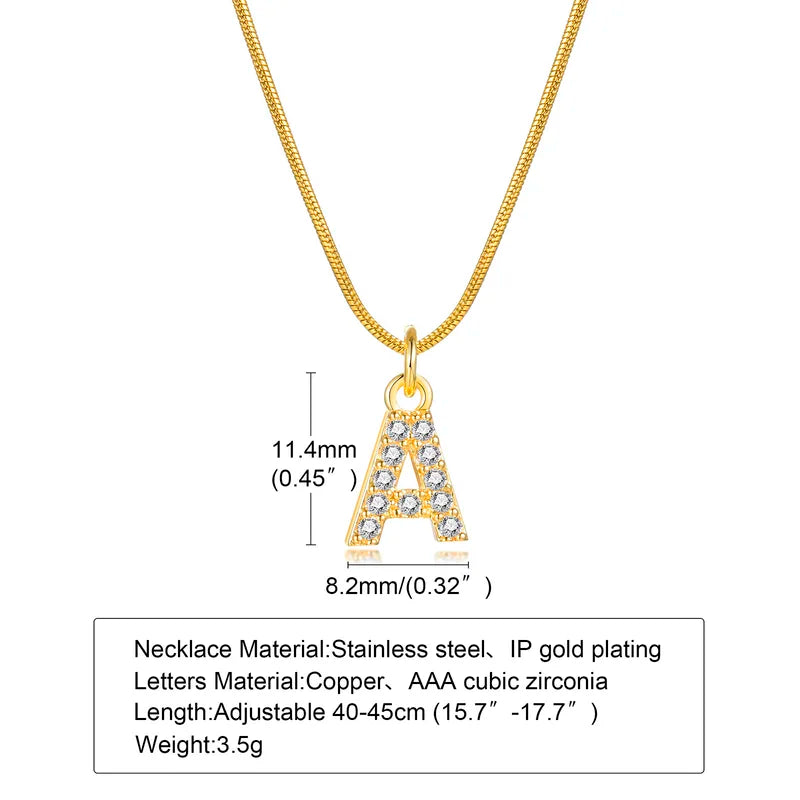 Initial Letter Necklace for Women with Zirconia Pendant - Gold, Silver, Rose & More