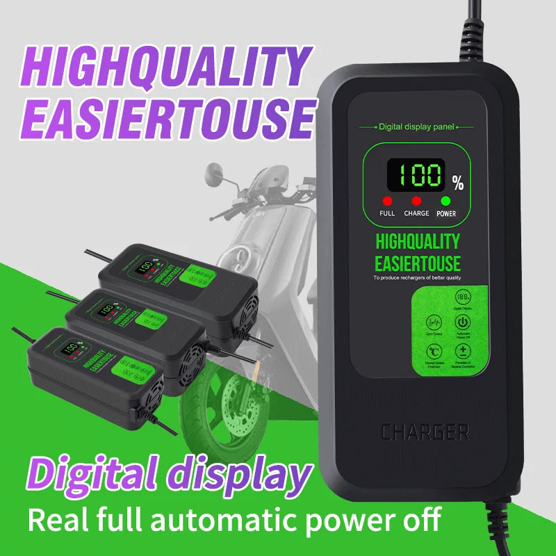 Lithium Battery Charger 36V-54.6V 2A/5A Digital Display EU Power Supply
