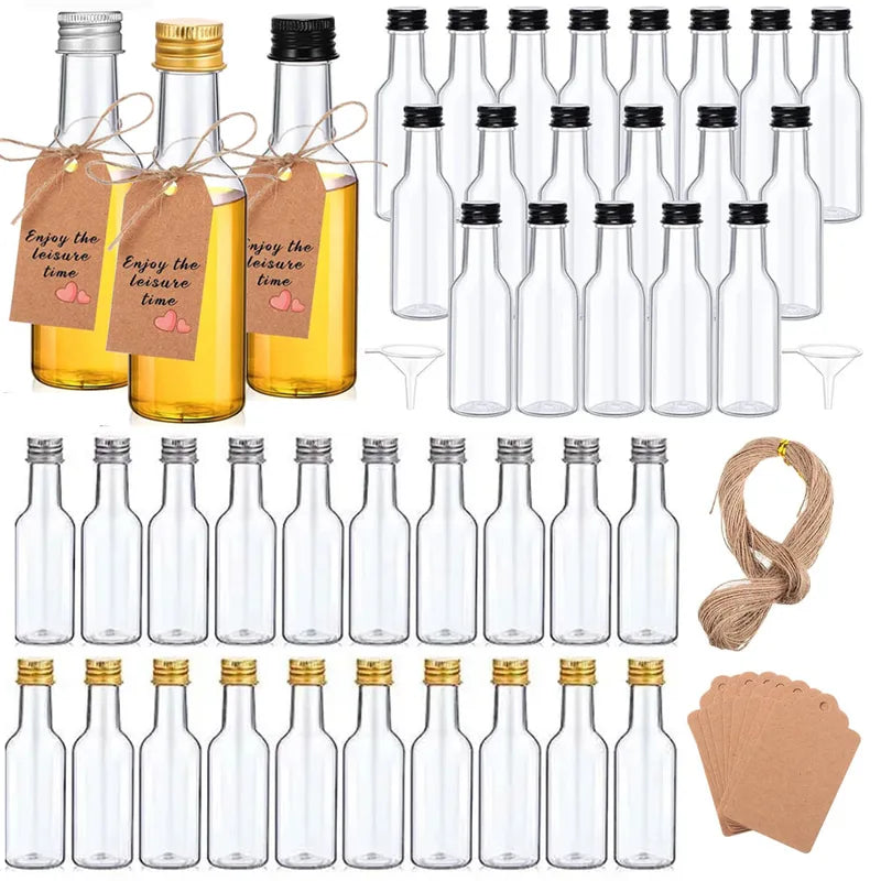 Mini Liquor Bottles Set 10/30/50/100pcs 1.7oz Plastic Spirit Bottles with Caps