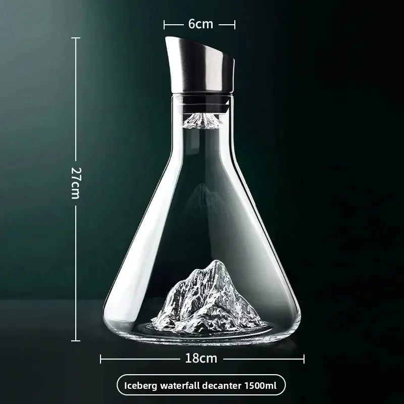 1500ML Crystal Wine Decanter with Pourer - Handmade Lead-Free Carafe for Wine & Whisky