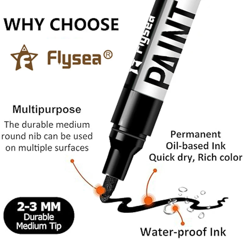 Oil Based Permanent Paint Markers for Metal, Wood, Glass, Fabric, Plastic, Tire - Waterproof & Vibrant Colors