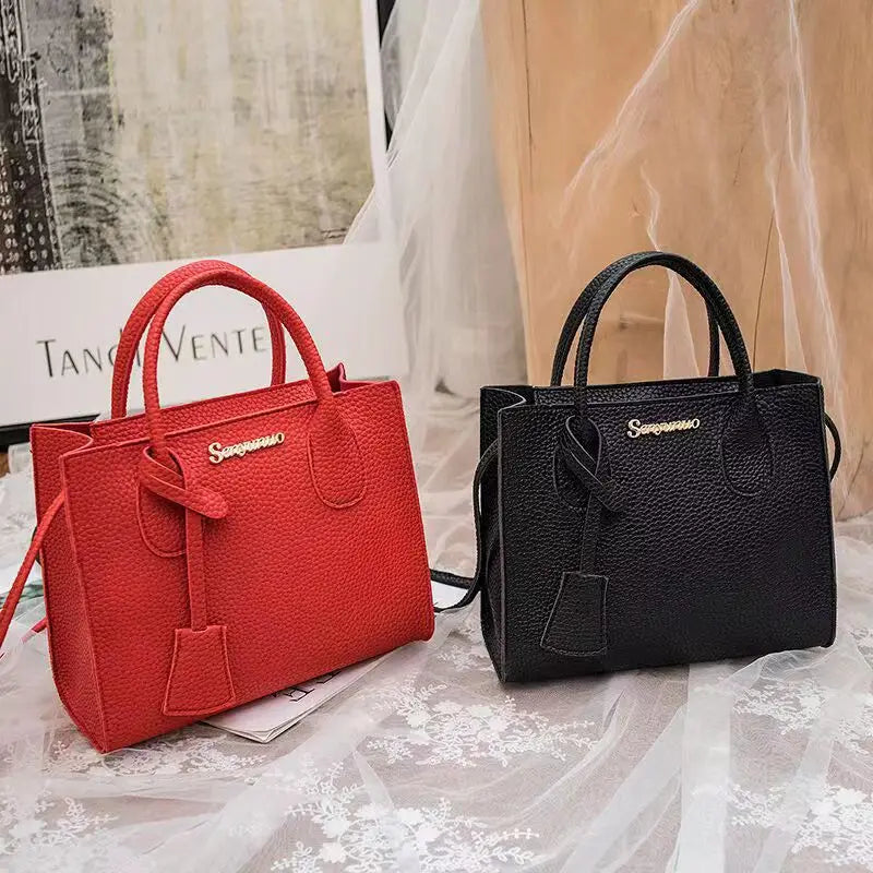 Solid Color Crossbody Handbag with Shoulder & Handheld Handles - Triple-Use Satchel Bag