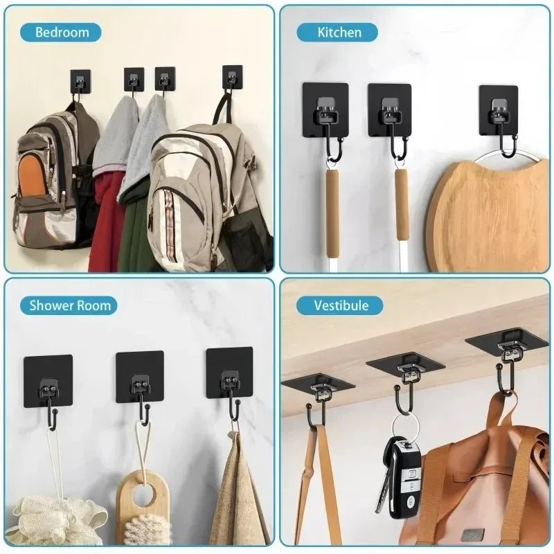 Heavy Duty Self-Adhesive Transparent Wall Hooks 10-50pcs for Kitchen Bathroom Door