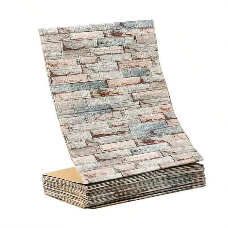 Self-Adhesive 3D Brick Wall Wallpaper Waterproof Wall Covering for Living Room & Bedroom