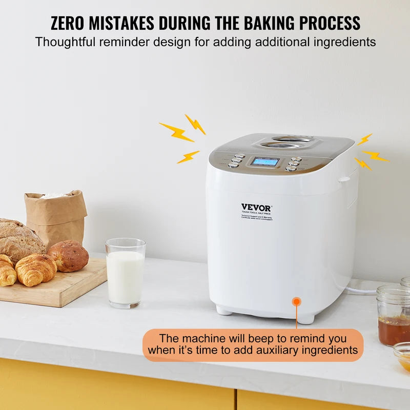 15-in-1 Bread Maker with Ceramic Inner Pot, Gluten-Free Setting, 3 Capacity Options