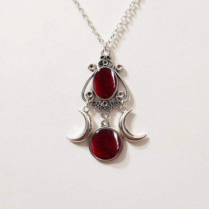 Triple Moon Pendant Necklace Jewelry with Multiple Metal Colors