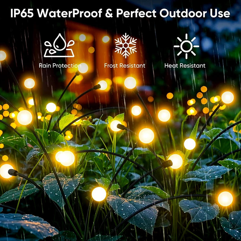 Outdoor Solar Firefly Sway Lights Garden Pathway Decor Stake Lawn Lamp