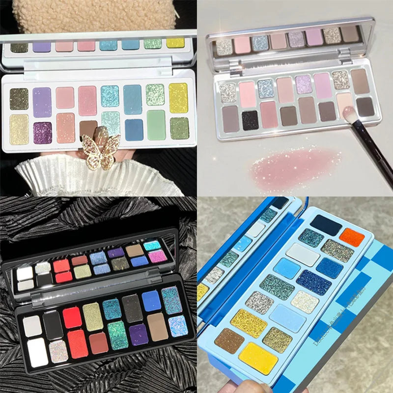 16 Color Eyeshadow Makeup Palette with Glitter & Pearl Finish - Pro Eye Cosmetics