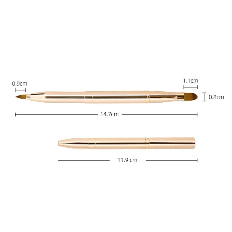 Double Head Lipstick Applicator Brush Set - Retractable Cosmetic Lip Gloss Wand