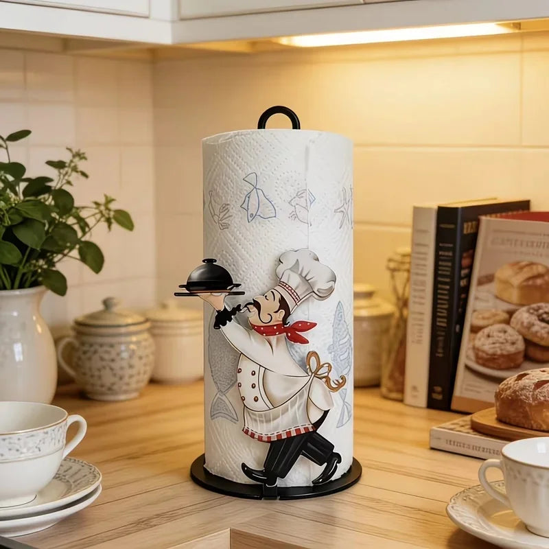 Tissue Holder with Tray - Freestanding Paper Towel and Napkin Organizer for Kitchen