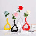 Heart-Shaped Ceramic Vase Home Decor Flower Receptacle Black