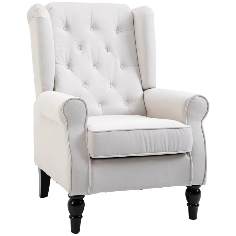 Mid-Century Modern Accent Armchair with Tufted Upholstery and Wooden Legs