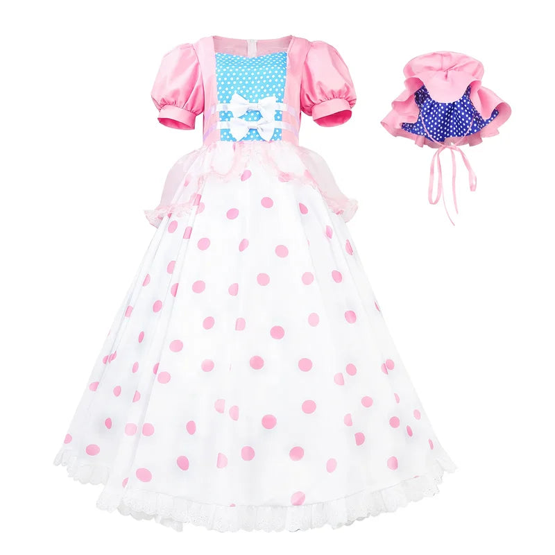 Anime Bo Peep Cosplay Costume Dress with Hat for Women and Girls