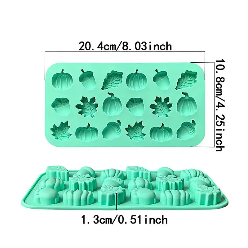 Fall Silicone Molds 18-Cavity Pumpkin Pine Cone Maple Leaves Craft Molds