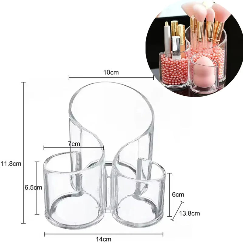 Acrylic Makeup Brush Storage Box with Lid - Transparent Cosmetic Organizer for Beauty Tools