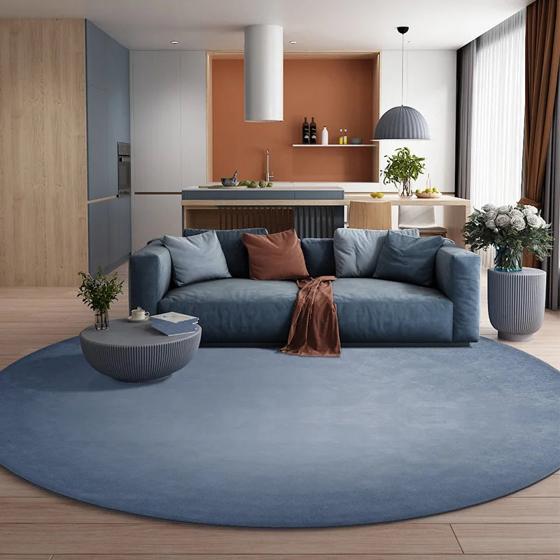 Large Round Plush Carpet Area Rug - Non-Slip Washable Minimalist Bedroom Decor