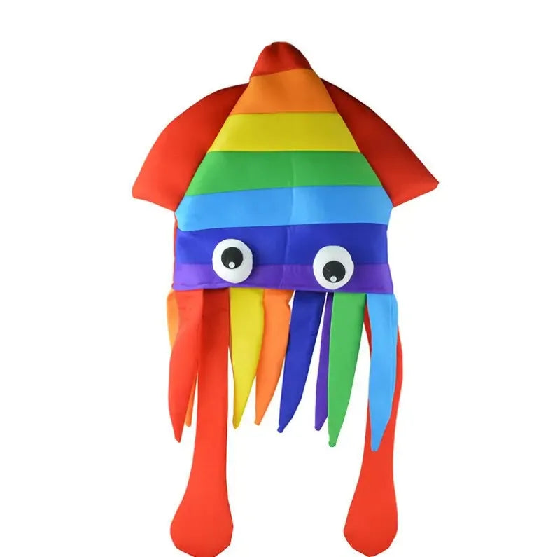 Funny Rainbow Octopus Hat Costume Accessory for Adults and Kids