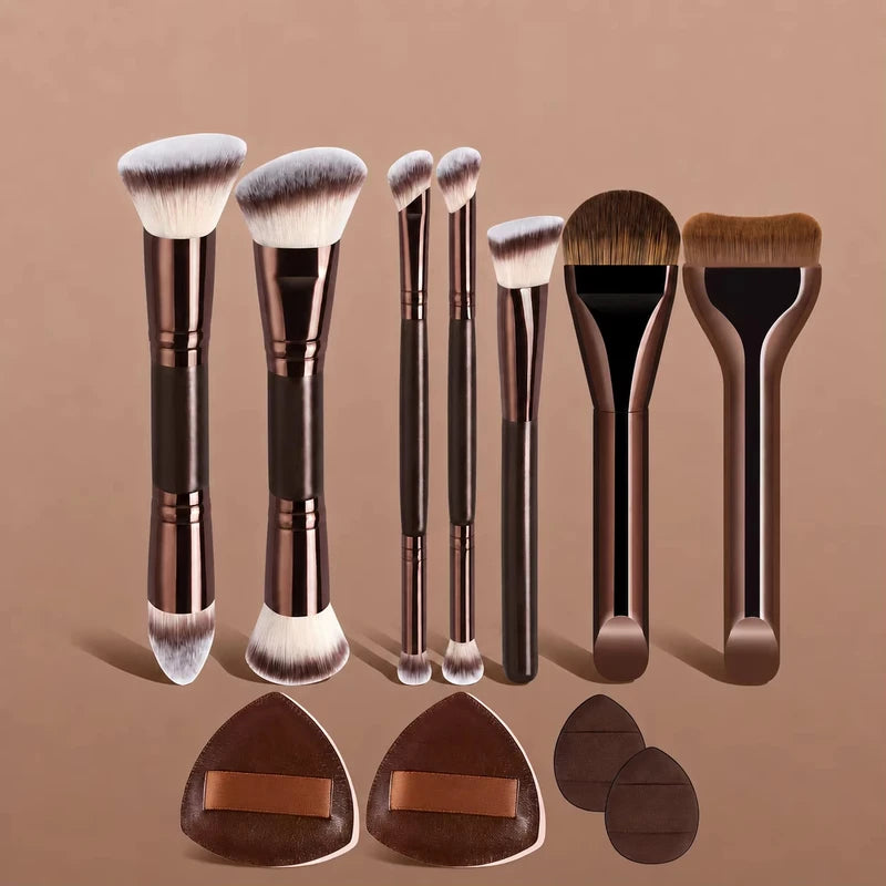 7-Piece Makeup Brush Set with Soft Synthetic Bristles for Face & Contour