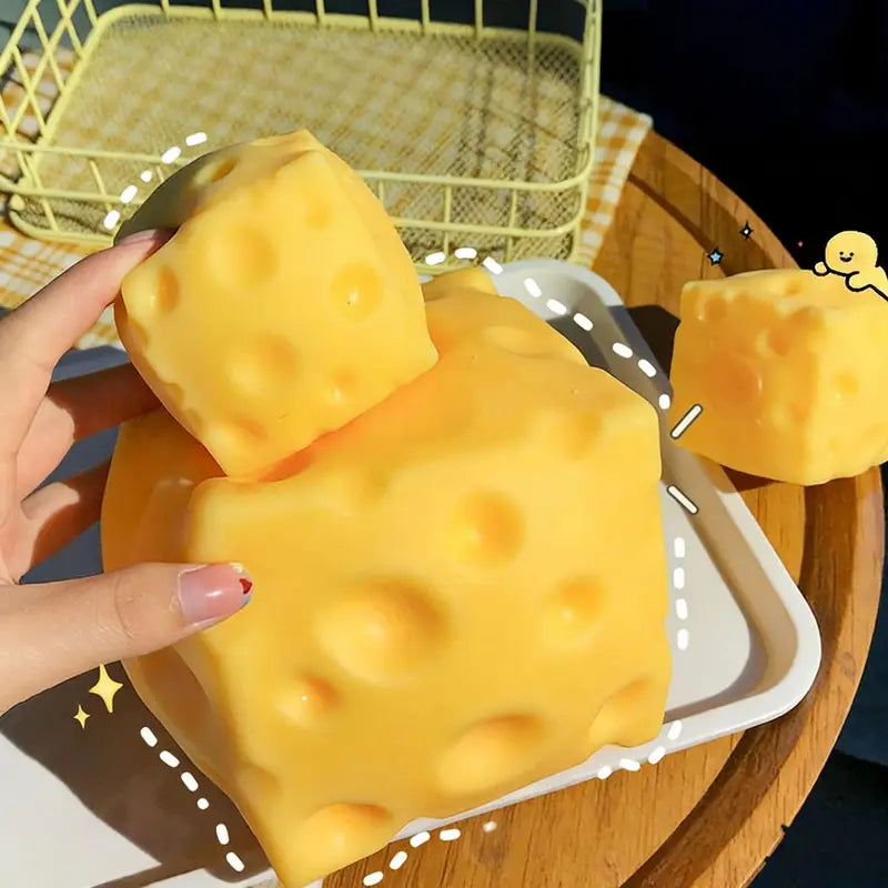 Large Cheese Squeeze Toy - Stress Relief Fidget Ball for Adults, 5CM