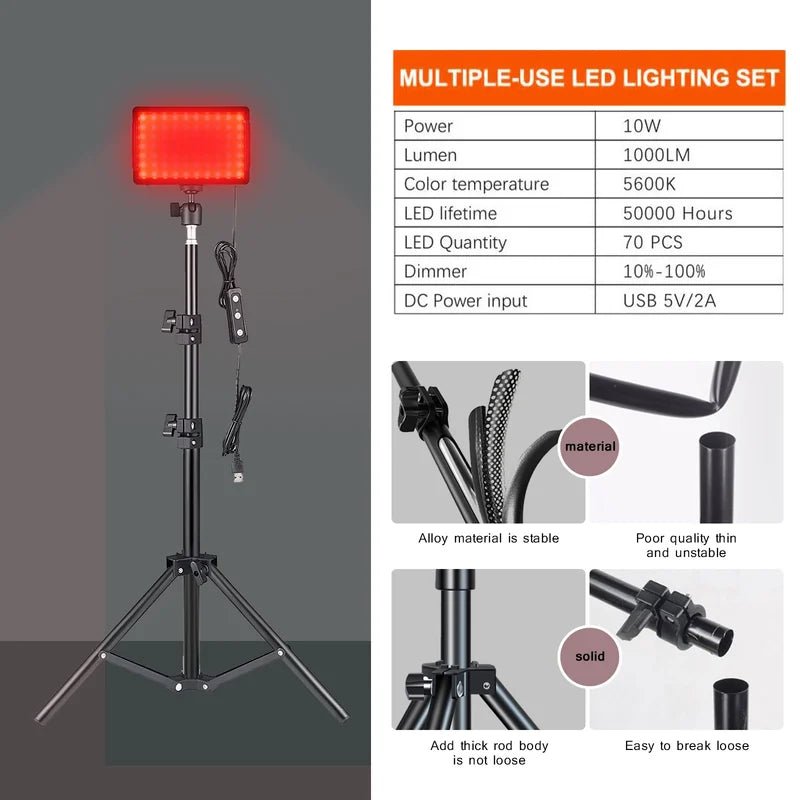 RGB LED Photography Video Light Panel Kit with Tripod Stand for Studio and Streaming