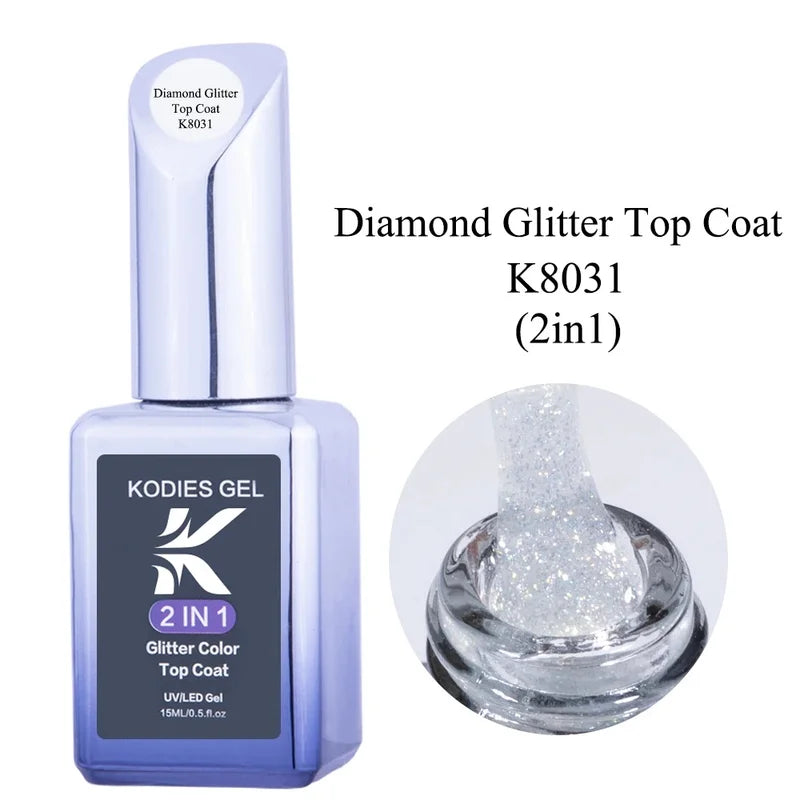 UV Gel Nail Top Coat No Wipe Glitter Sealer 15ml Long-Lasting Shine