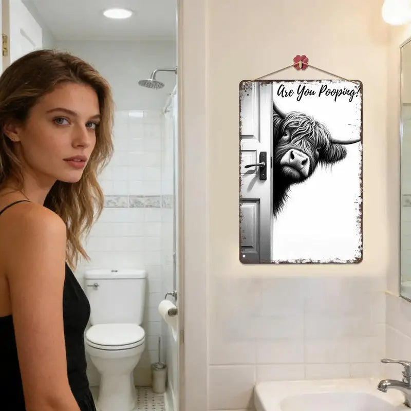 Farmhouse Bathroom Wall Art Decor Funny Sign for Restroom and Toilet