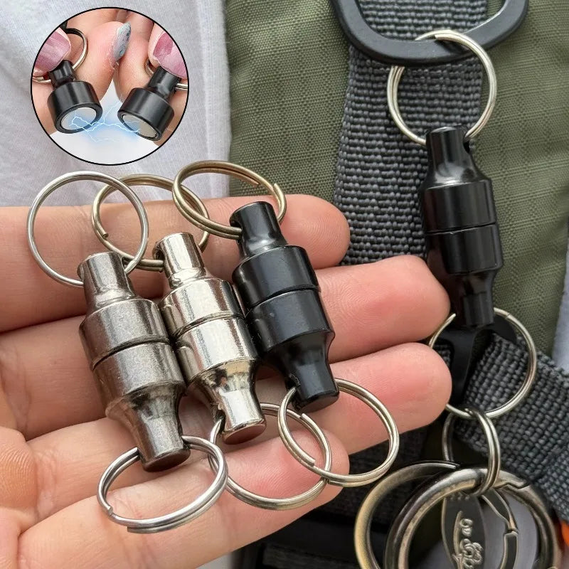 Magnetic Mini Keychains Set - Carbon Steel Double Loops Hook Holders