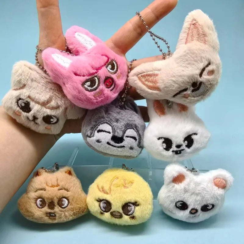 8pcs Cute Animal Plush Keychain Set - Mini Cartoon Stuffed Animal Pendants