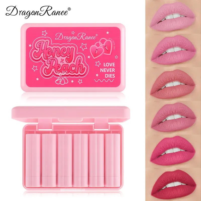 Matte Waterproof Lipstick Set - Velvet Texture, Non-Stick, Easy Application, 6 Pieces