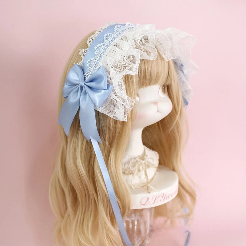 Lolita Headband Hair Accessories Lace Bow Hair Band for Girls & Women