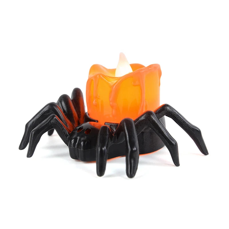 Halloween Decorations LED Candle Light with Plastic Spider and Pumpkin Lamp for Haunted House & Party