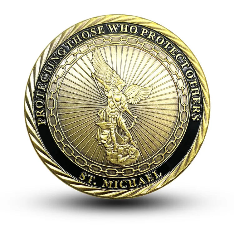 FBI Souvenir Gold Plated Commemorative Coin - St. Michael Challenge Coin