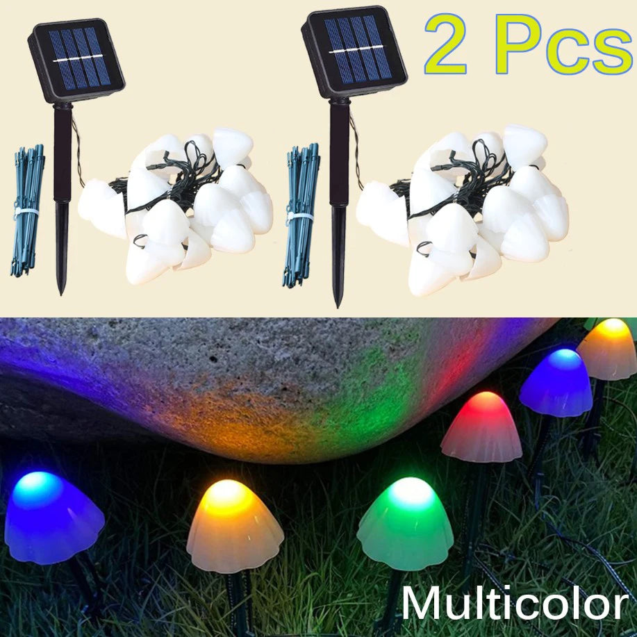 Solar Mushroom String Lights for Garden Patio Outdoor Landscape Decor