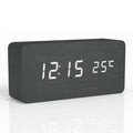 Wooden Digital Alarm Clock with Temperature Display - LED Table Clock for Bedroom & Office