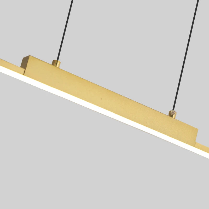 Modern Minimalist LED Pendant Light for Dining Room Adjustable Linear Chandelier in Gold